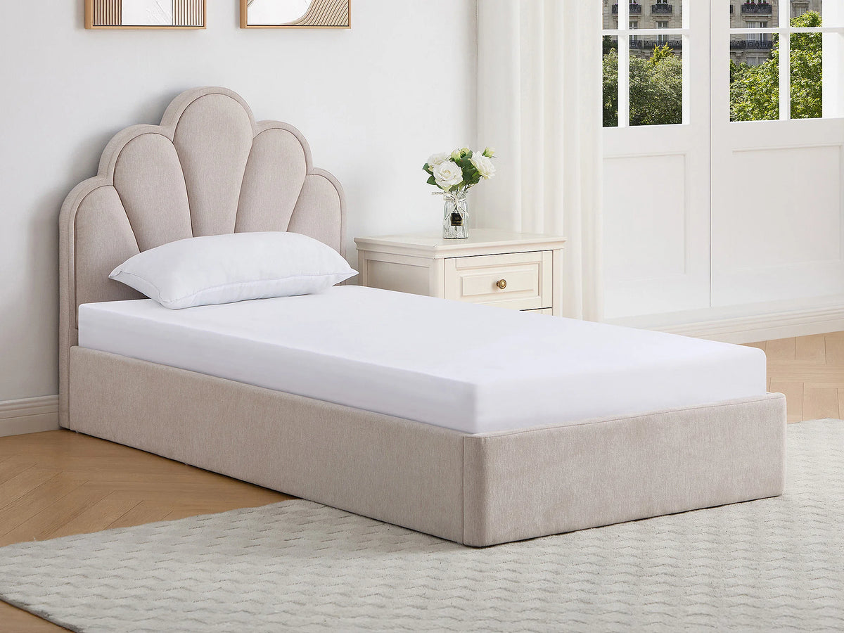 Lit Coffre 90x190 Tissu Beige - CORALUNO — vue 8
