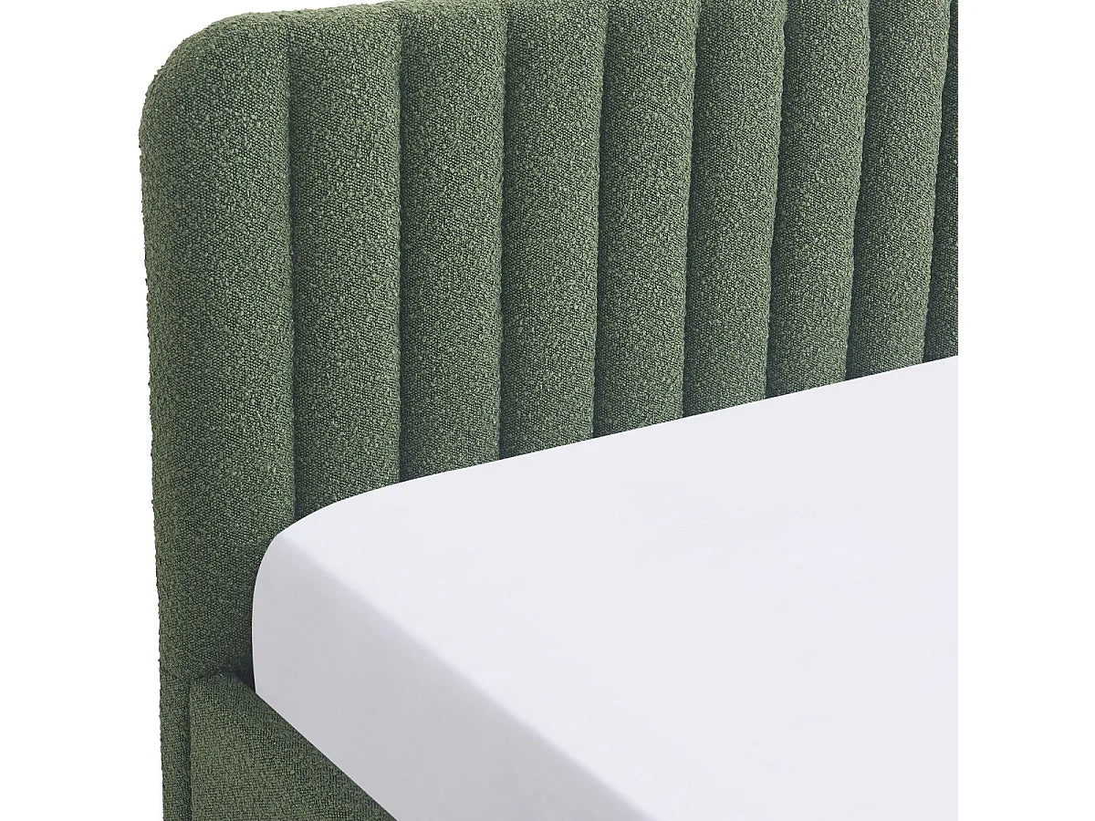 Lit Coffre 160x200 Tissu Bouclette Vert Capitonné — vue 4