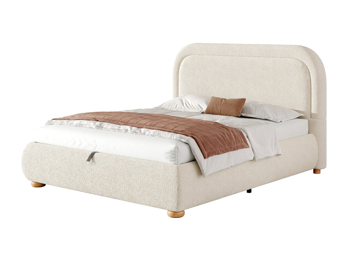 Lit Coffre 140x190 Tissu Bouclette Beige — vue 10