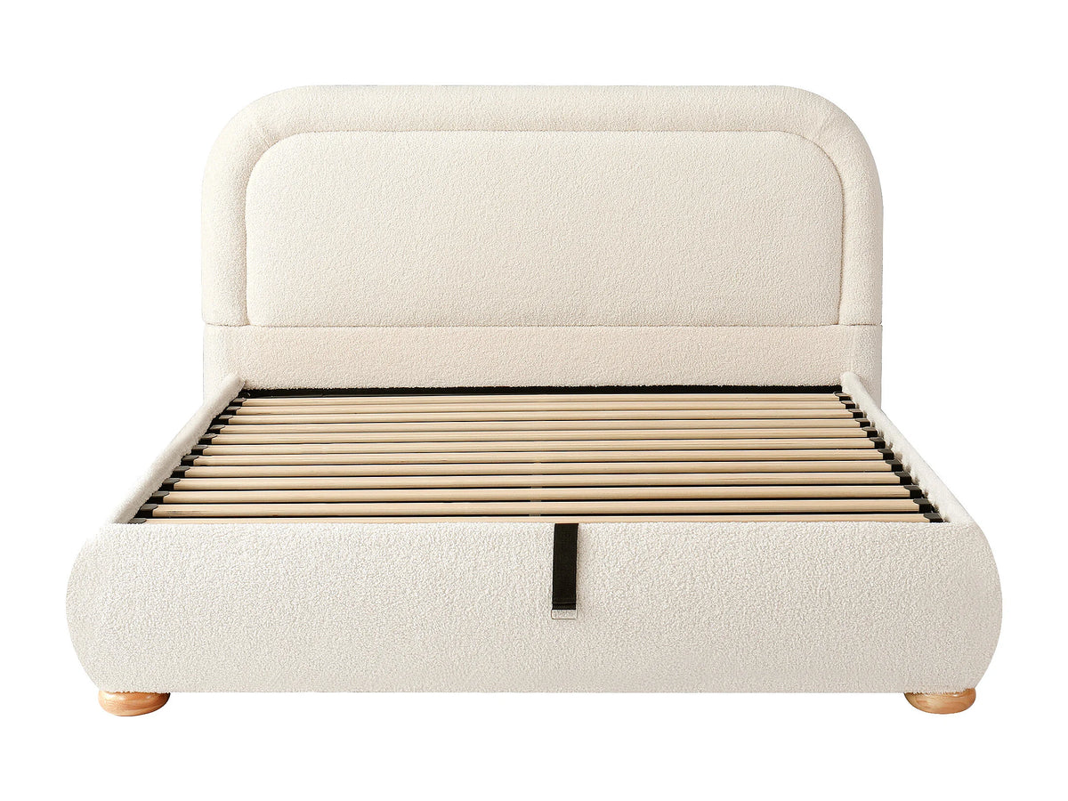 Lit Coffre 140x190 Tissu Bouclette Beige — vue 4