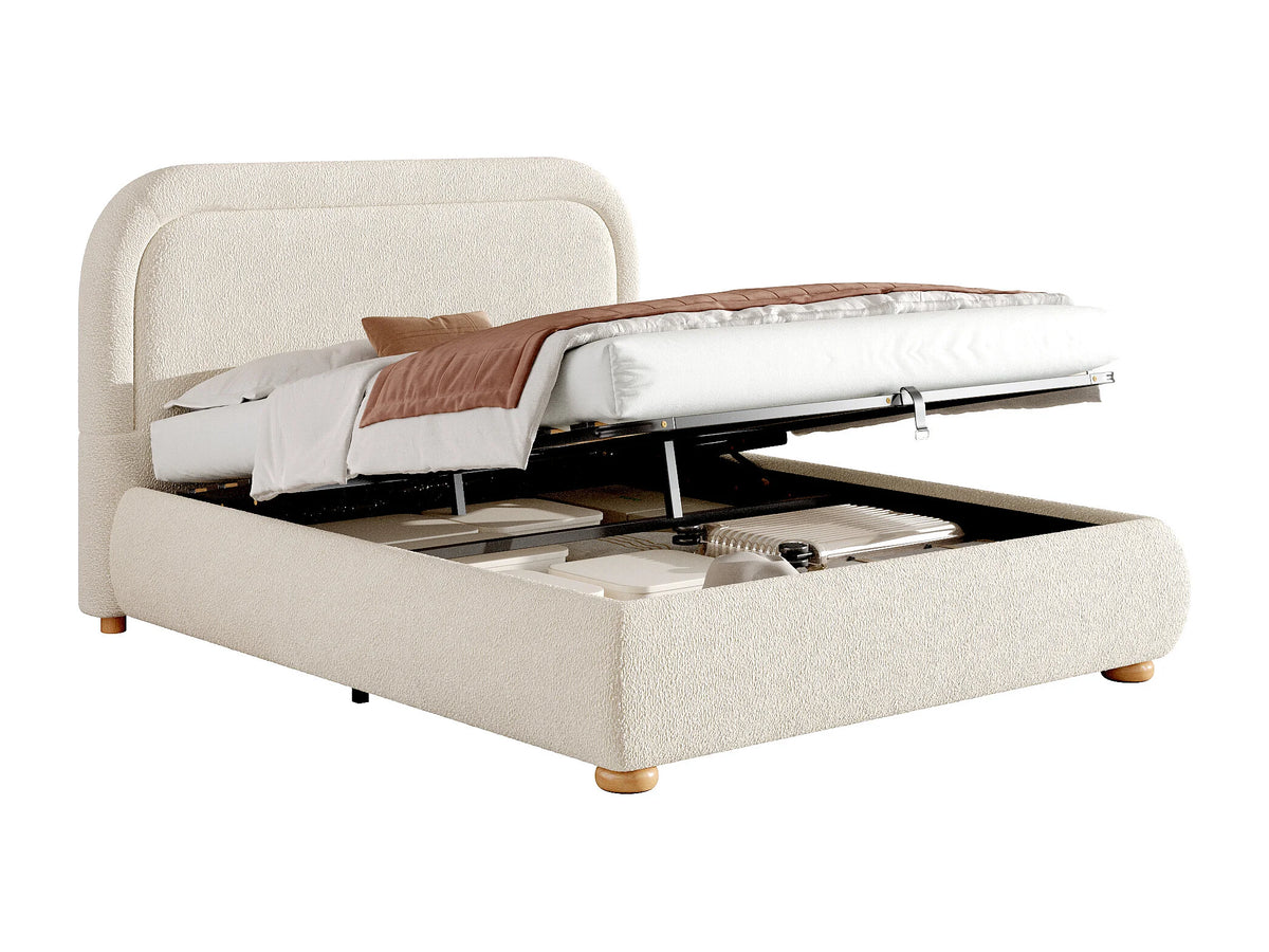 Lit Coffre 140x190 Tissu Bouclette Beige — vue 5