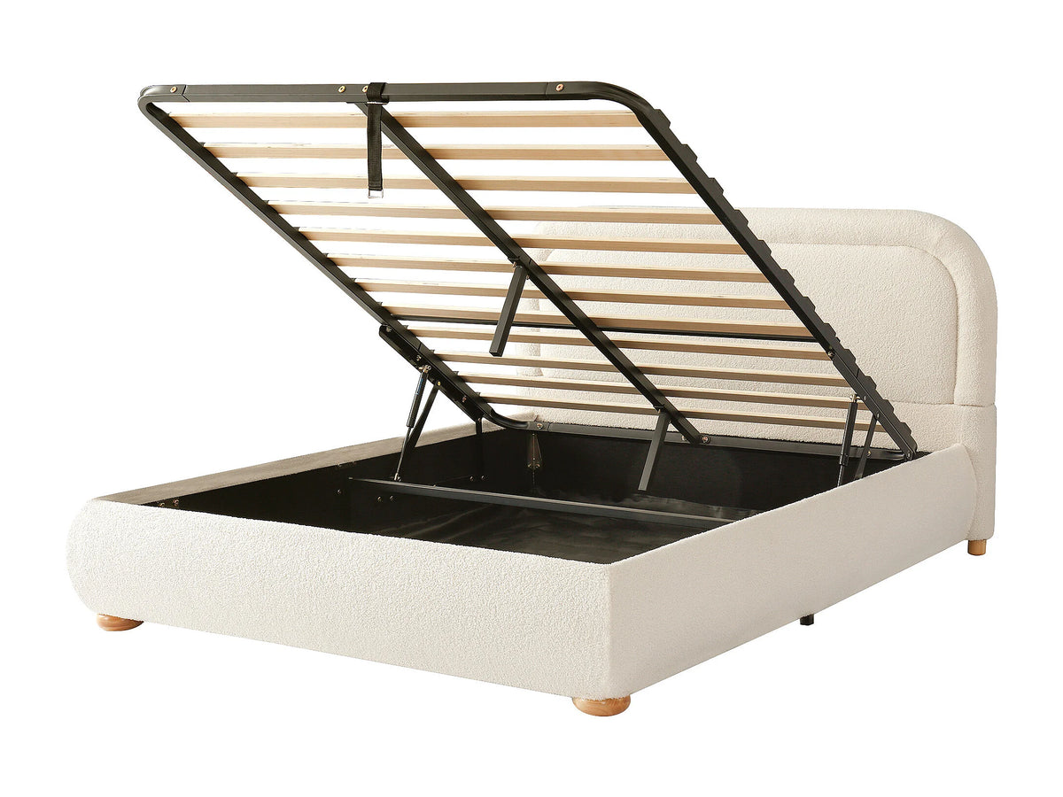 Lit Coffre 140x190 Tissu Bouclette Beige — vue 6