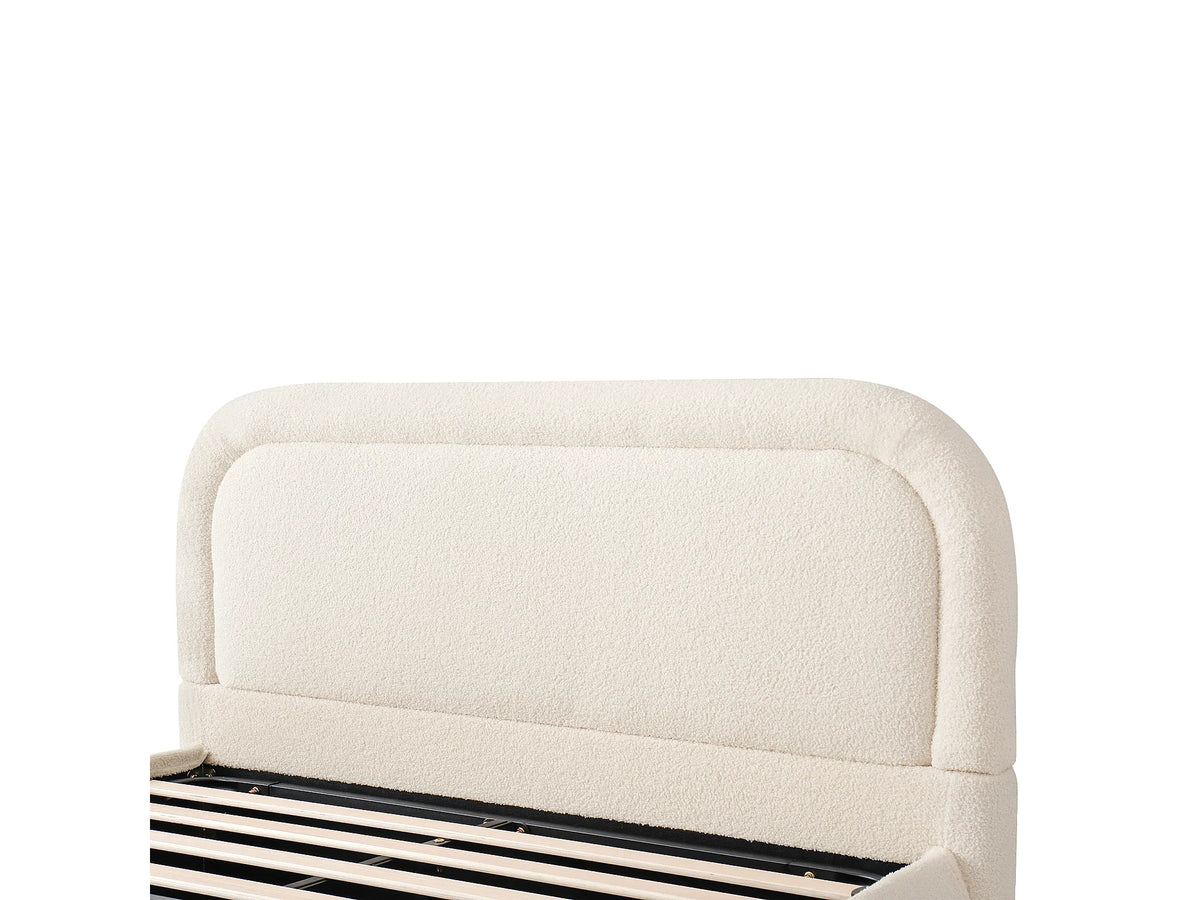 Lit Coffre 140x190 Tissu Bouclette Beige — vue 8