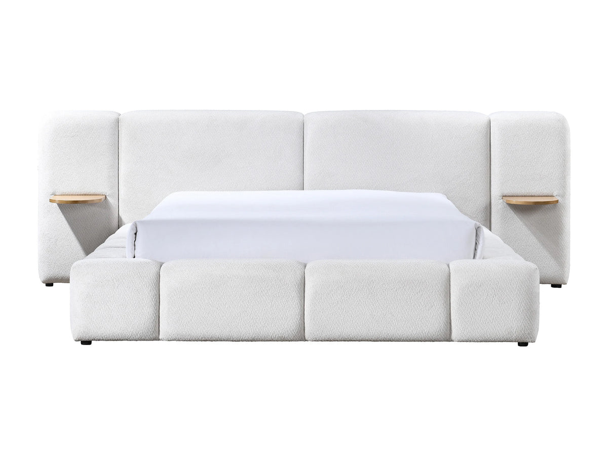 Lit Coffre 160x200 Tissu Bouclette Beige avec Chevets - VILACO — vue 5