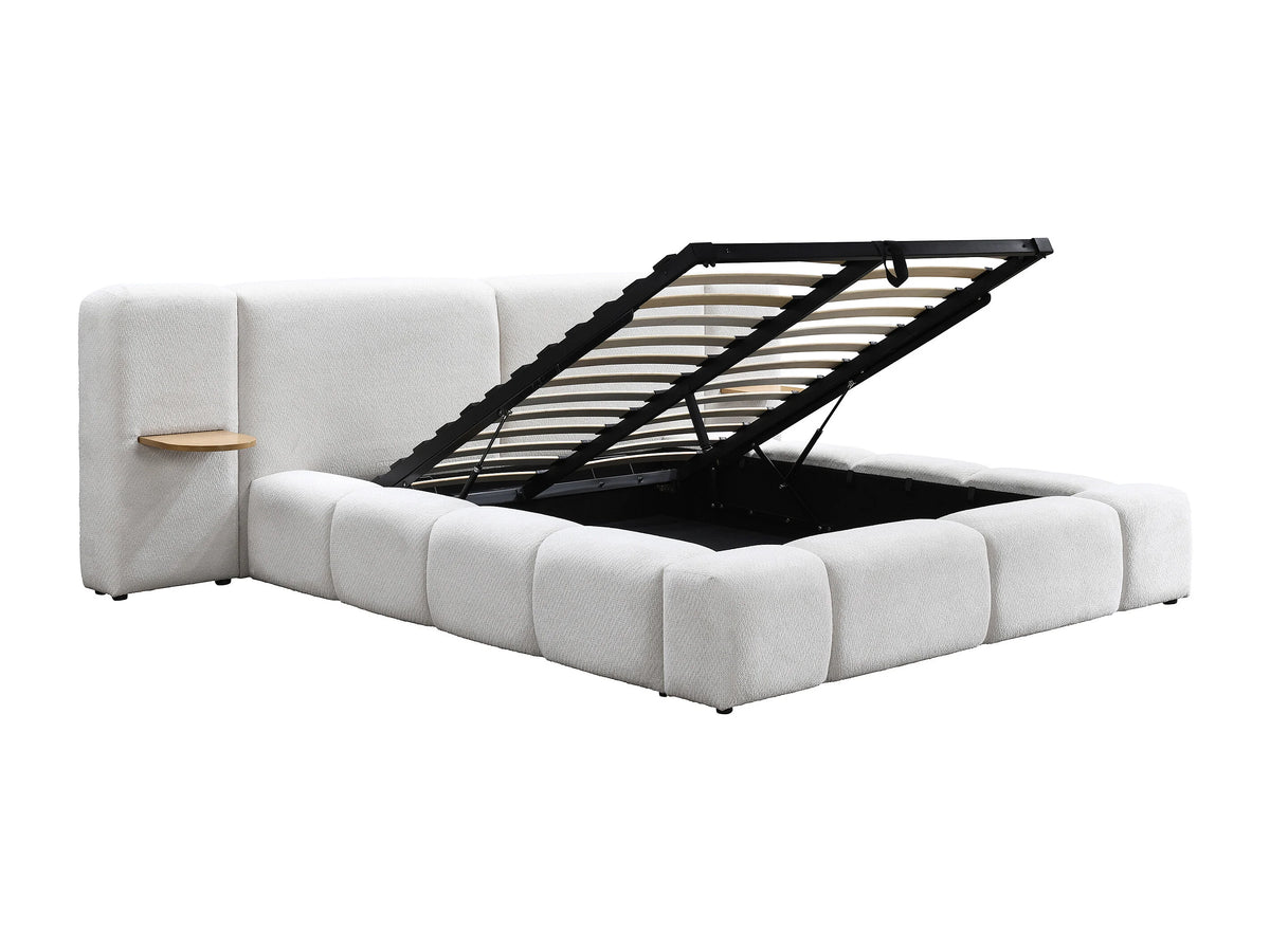 Lit Coffre 160x200 Tissu Bouclette Beige avec Chevets - VILACO — vue 6