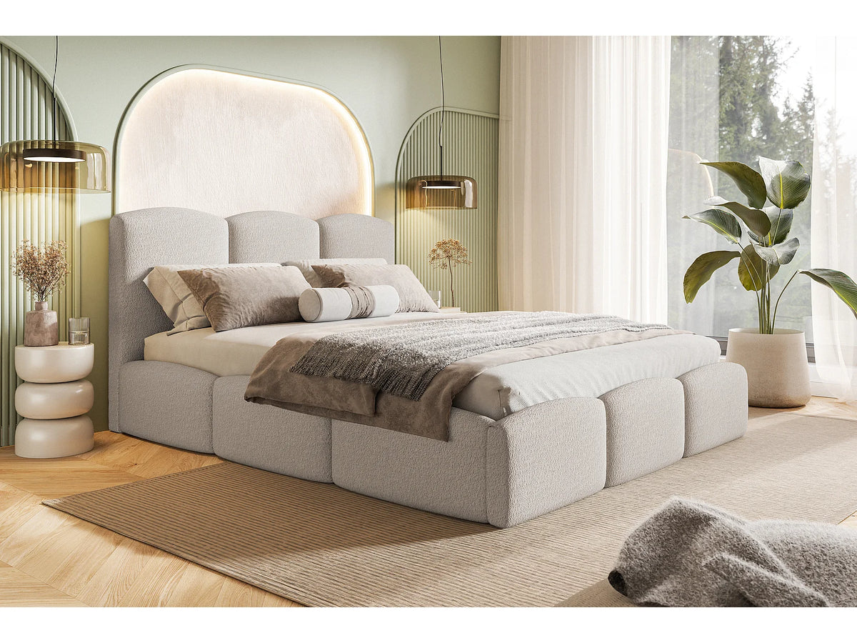 Lit Coffre 200x200 Tissu Bouclette Beige — vue 8