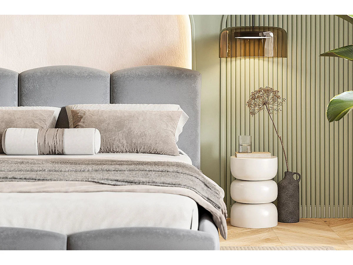 Lit Coffre 200x200 Tissu Bouclette Beige — vue 9