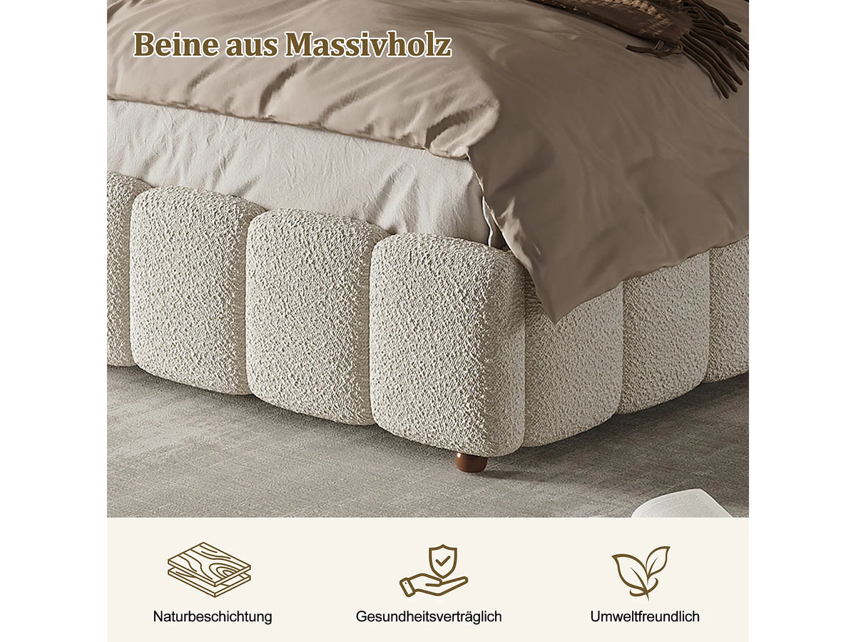 Lit Coffre 180x200 Tissu Bouclette Blanc — vue 8
