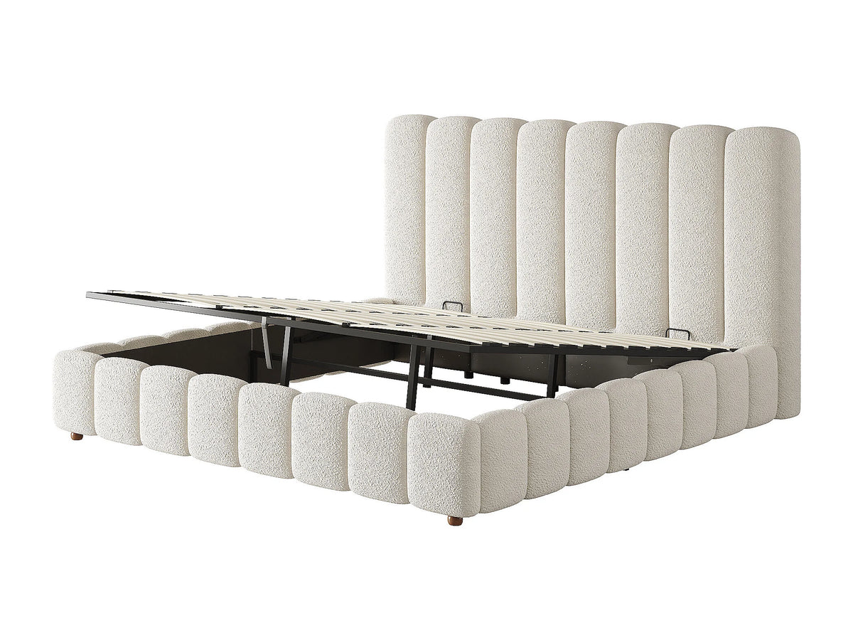 Lit Coffre 180x200 Tissu Bouclette Blanc — vue 4
