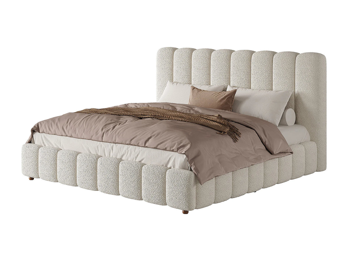 Lit Coffre 160x200 Tissu Bouclette Blanc — vue 5