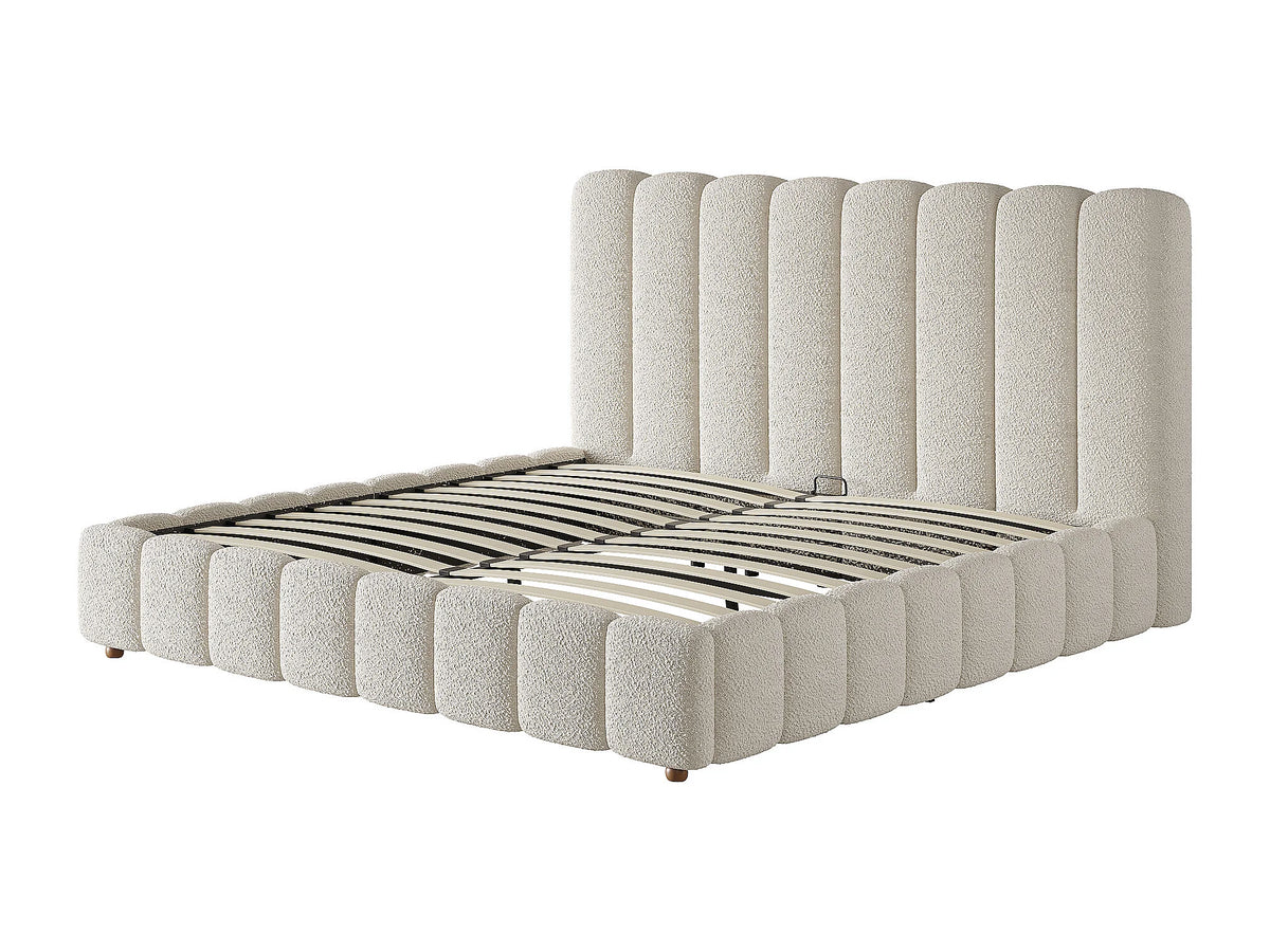 Lit Coffre 160x200 Tissu Bouclette Blanc — vue 7