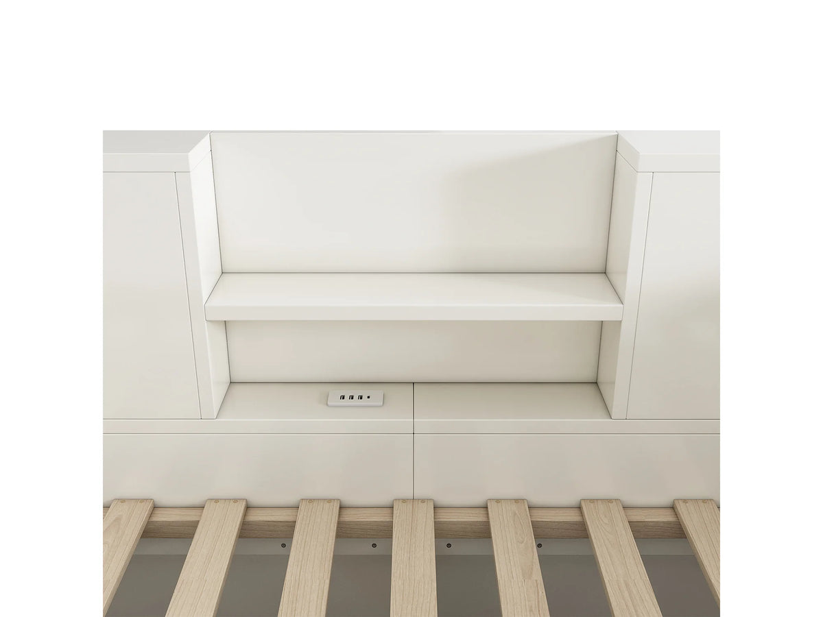 Lit Coffre 90x190 Bois Blanc avec Port USB — vue 7