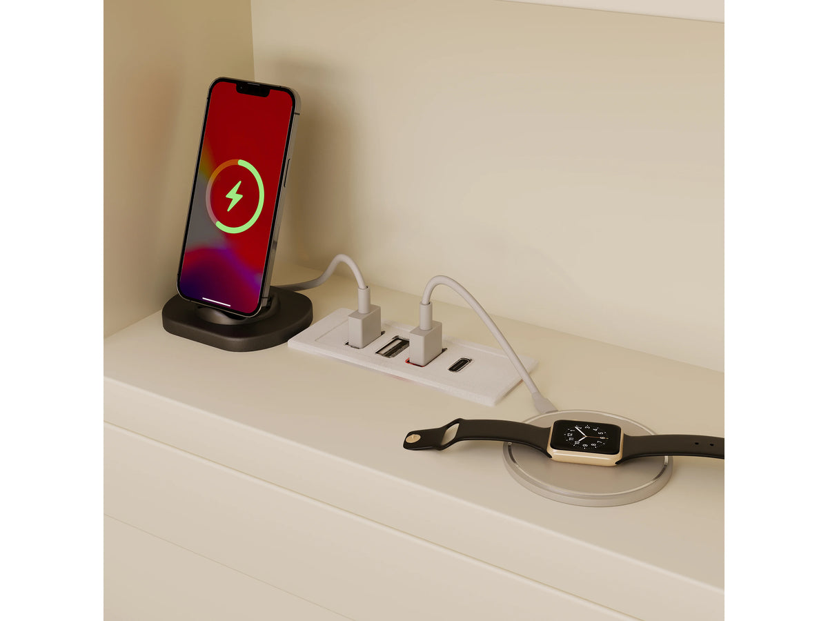 Lit Coffre 90x190 Bois Blanc avec Port USB — vue 8
