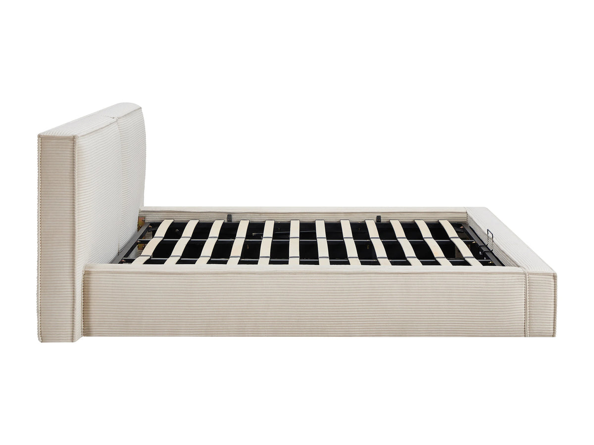 Lit Coffre 180x200 Velours Côtelé Beige - TAVESO — vue 6