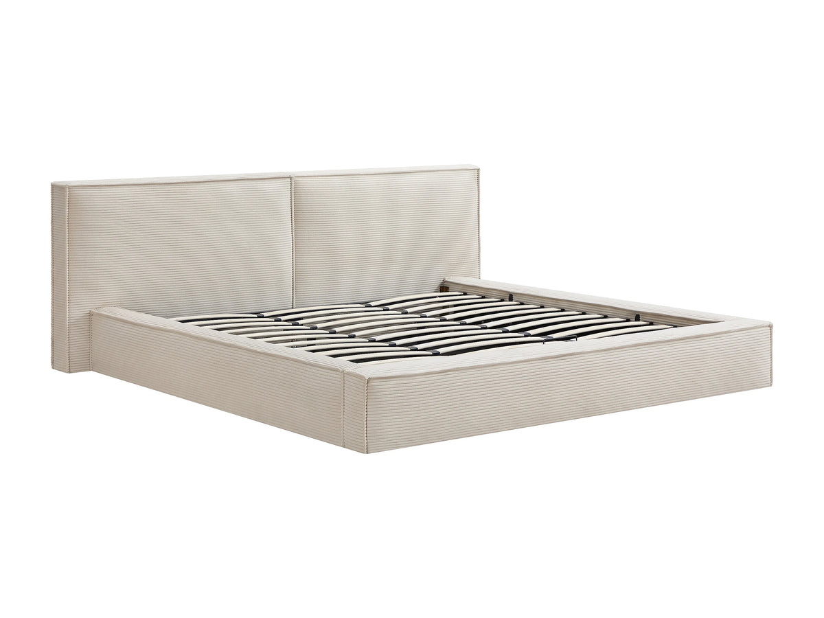 Lit Coffre 180x200 Velours Côtelé Beige - TAVESO — vue 3