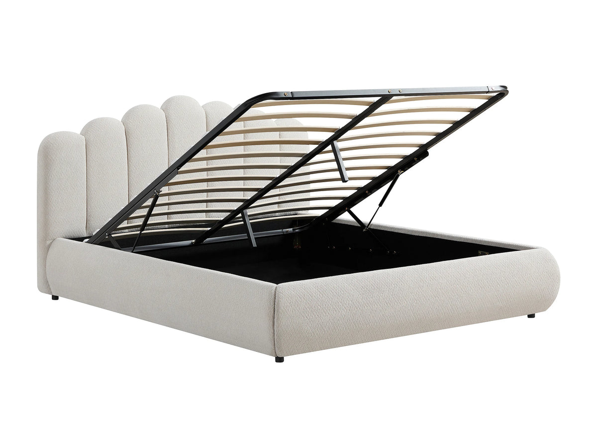 Lit Coffre 140x190 Tissu Beige - SILVATORA — vue 5