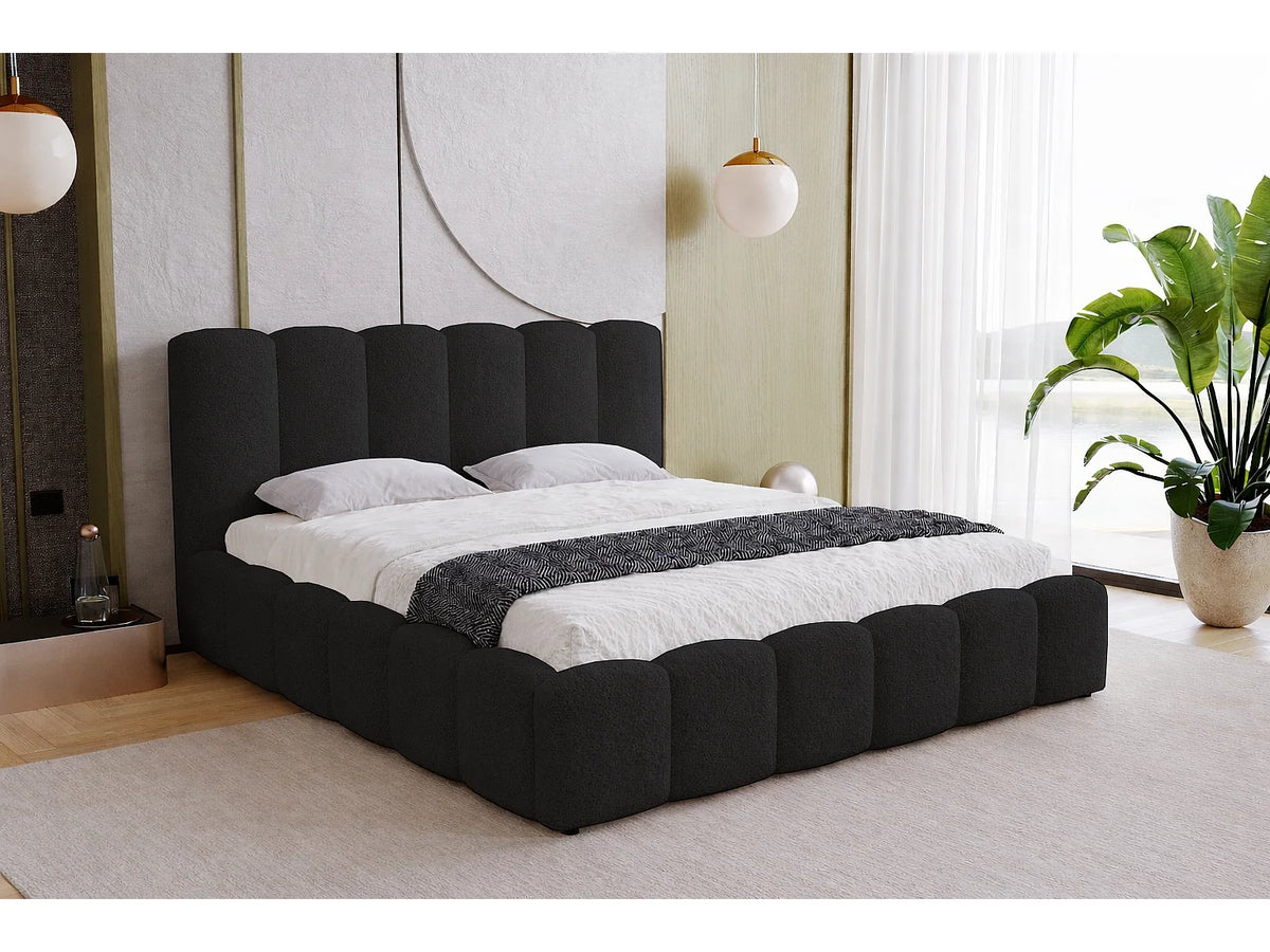 Lit Coffre 200x200 Tissu Bouclette Noir — vue 6