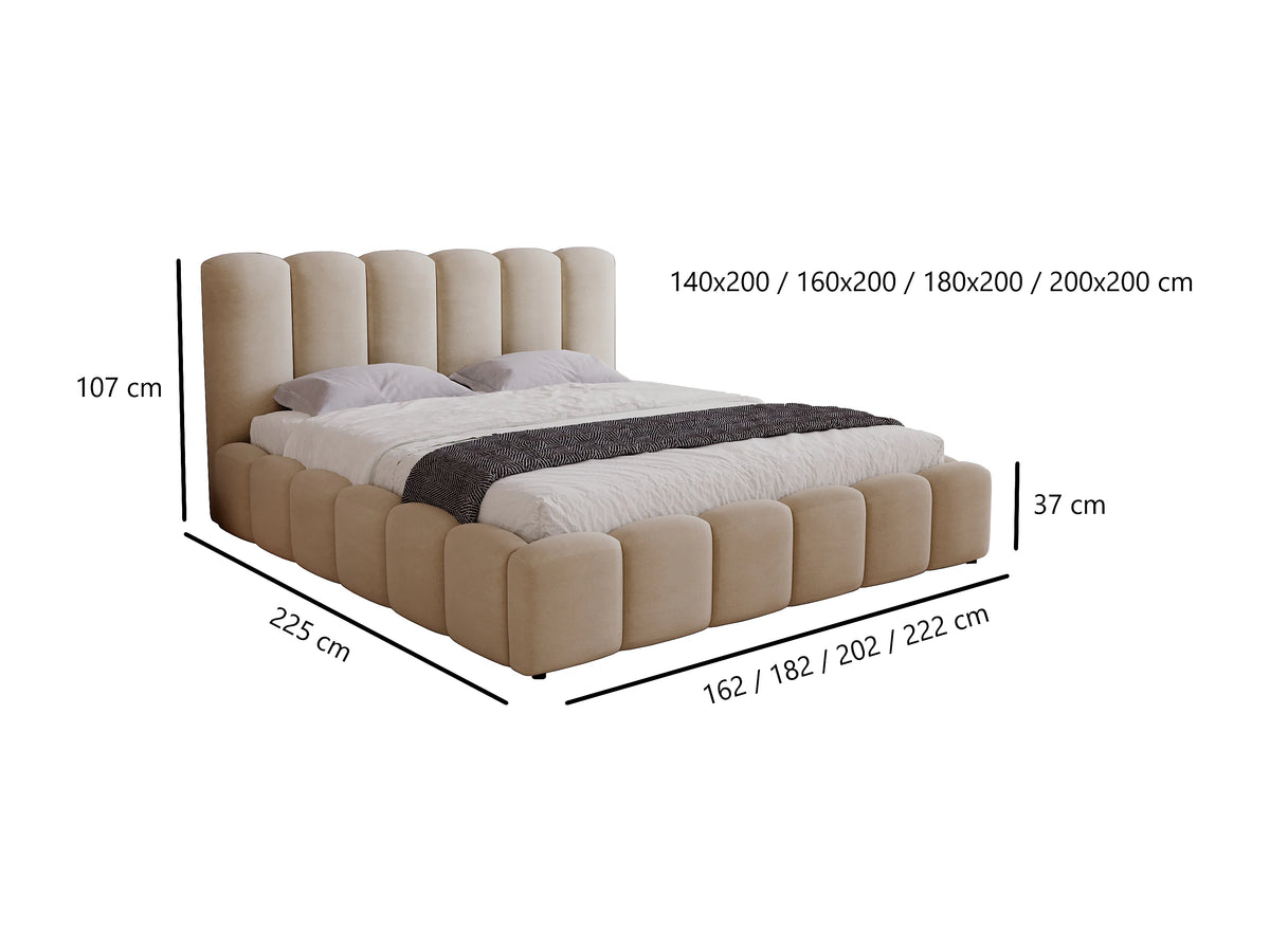Lit Coffre 200x200 Tissu Bouclette Noir — vue 4