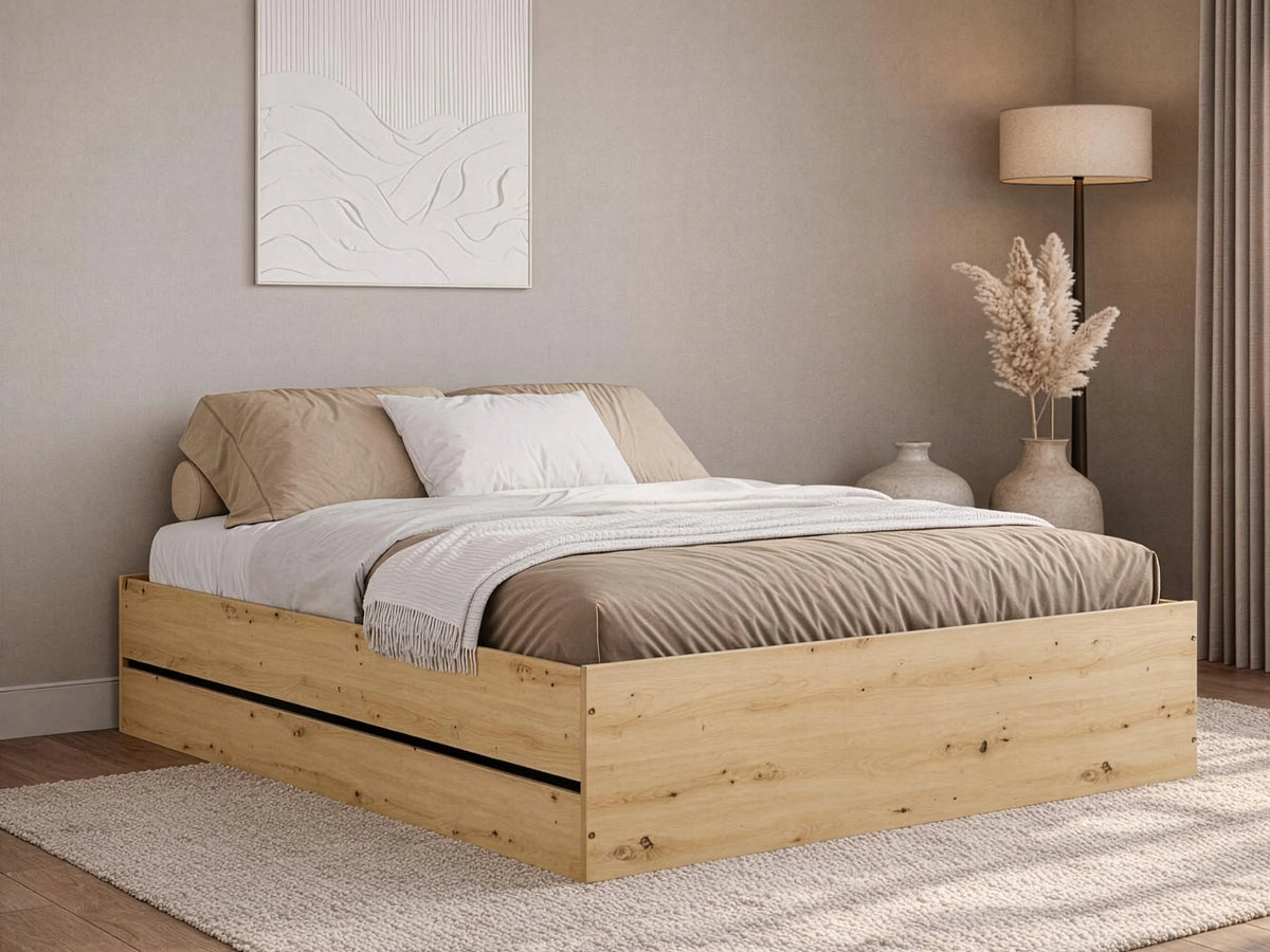Lit Coffre 160x200 Bois Naturel clair - LUDARO — vue 8