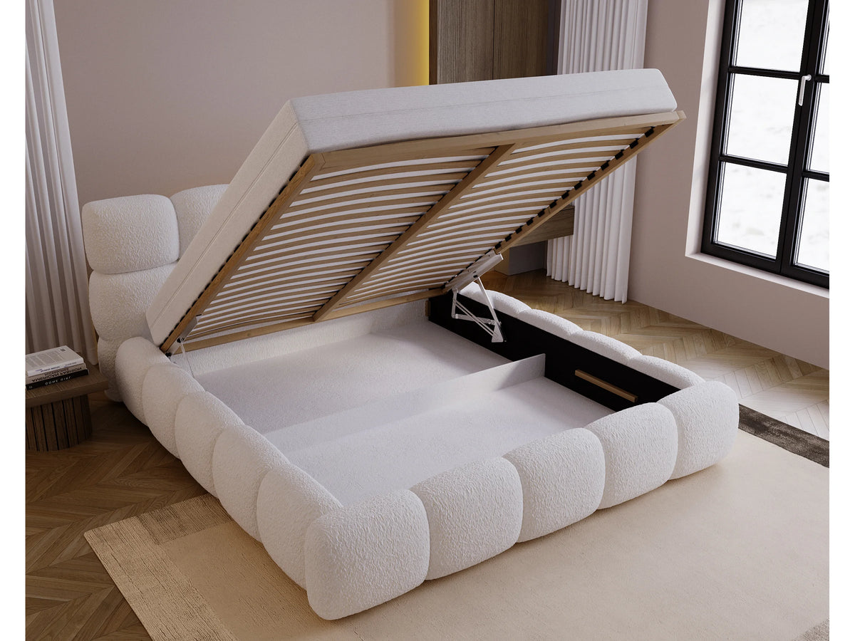 Lit Coffre 180x200 Tissu Bouclette Beige — vue 3