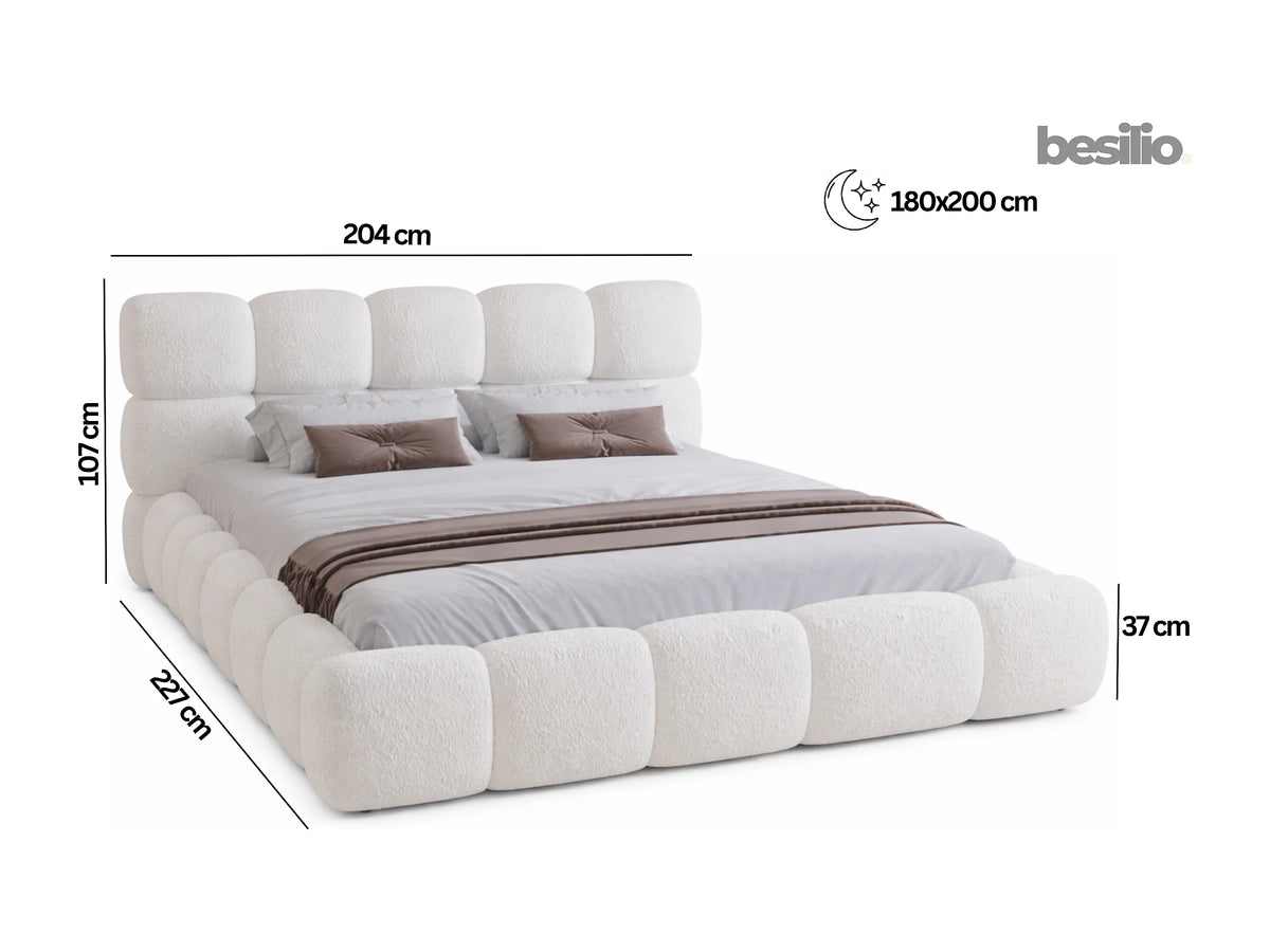 Lit Coffre 180x200 Tissu Bouclette Beige — vue 5