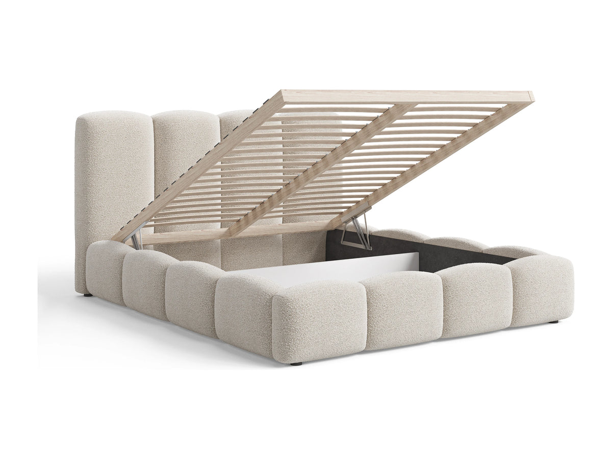 Lit Coffre 200x200 Tissu Bouclette Marron — vue 4