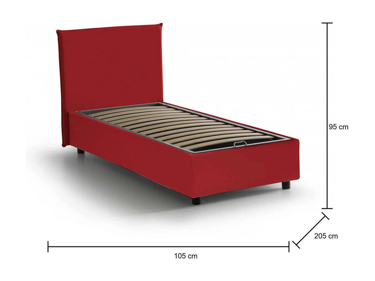 Lit Coffre 90x190 Bois Rouge — vue 2