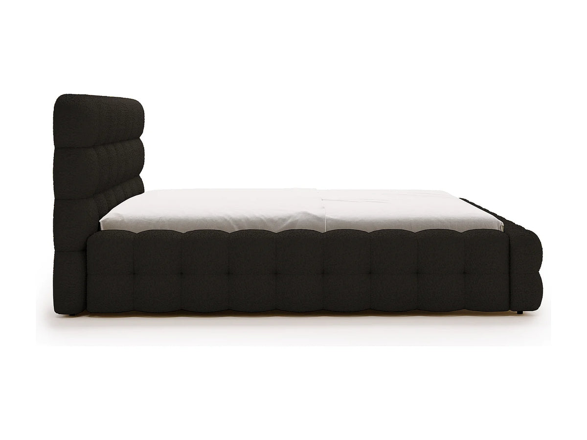 Lit Coffre 180x200 Tissu Bouclette Noir Capitonné — vue 3