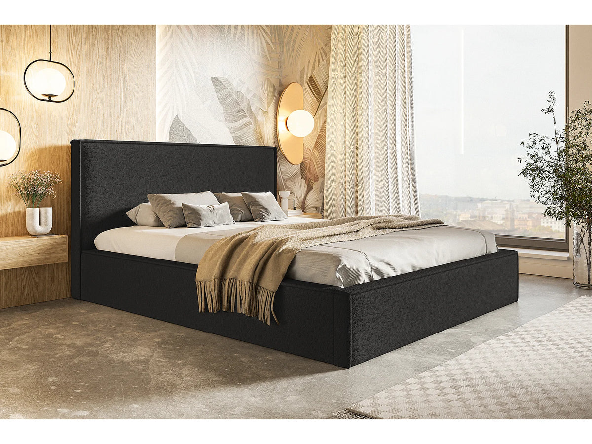 Lit Coffre 160x200 Tissu Bouclette Noir — vue 8