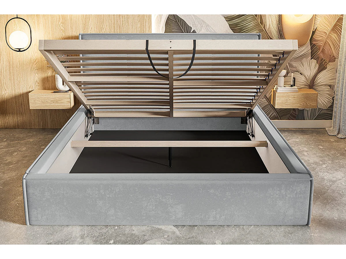 Lit Coffre 160x200 Tissu Bouclette Noir — vue 3