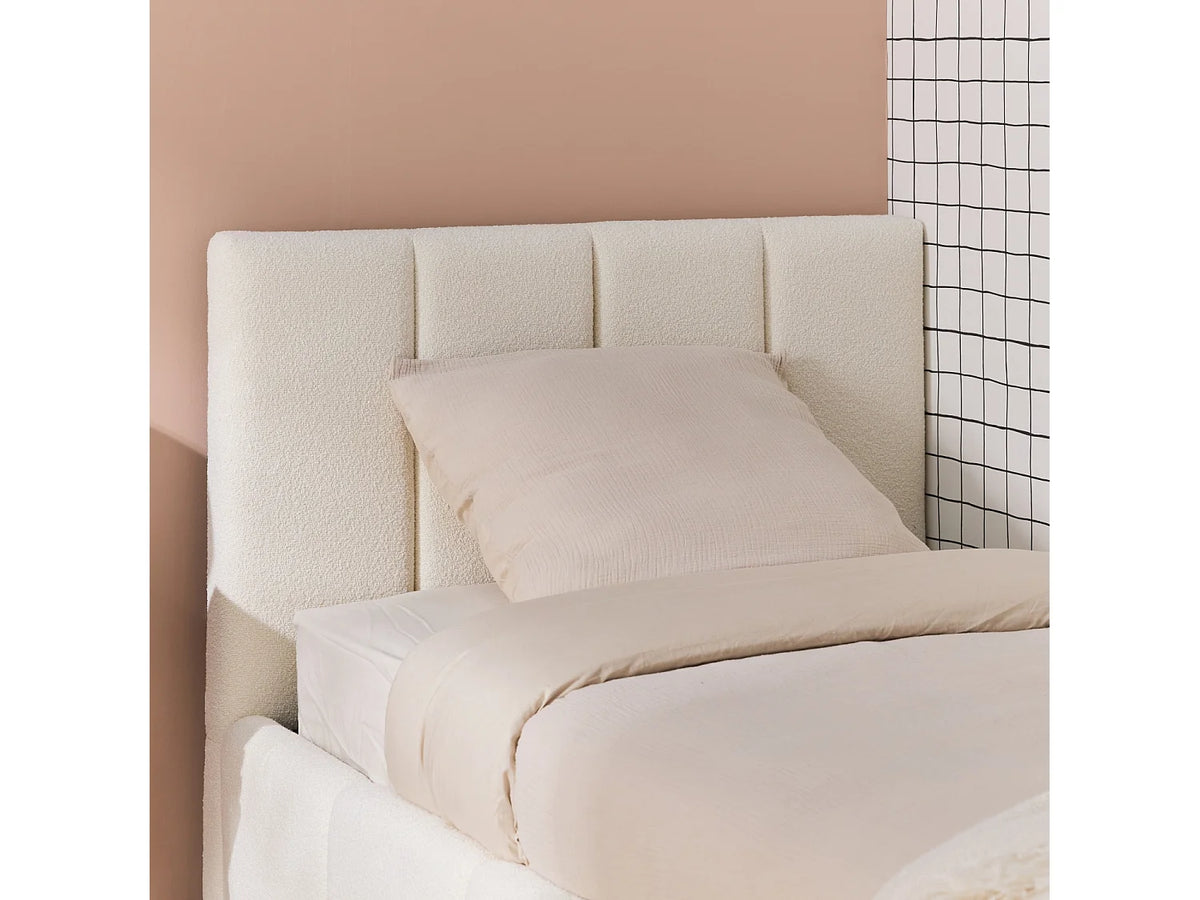 Lit Coffre 90x190 Tissu Bouclette Blanc — vue 7