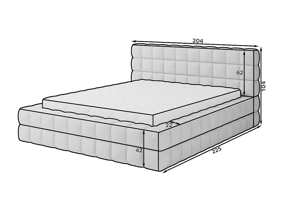 Lit Coffre 180x200 Tissu Bouclette Blanc Capitonné — vue 6