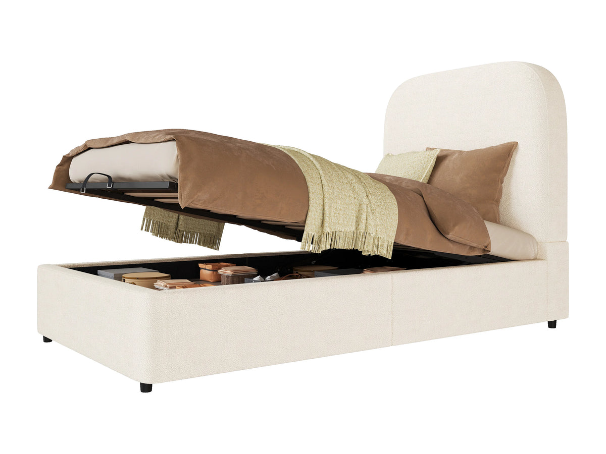 Lit Coffre 90x200 Tissu Bouclette Beige — vue 5