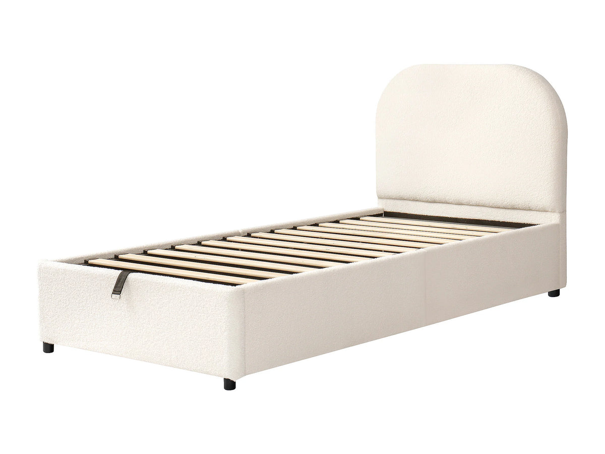 Lit Coffre 90x200 Tissu Bouclette Beige — vue 9