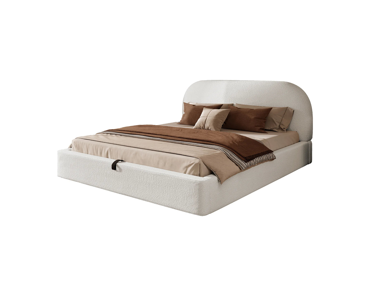 Lit Coffre 160x200 Tissu Bouclette Beige — vue 5