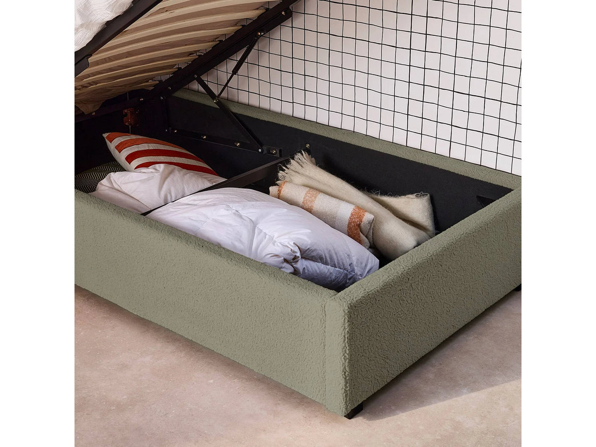 Lit Coffre 90x190 Tissu Bouclette Kaki — vue 3