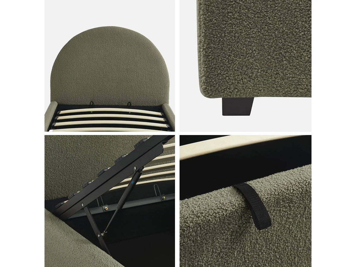 Lit Coffre 90x190 Tissu Bouclette Kaki — vue 7