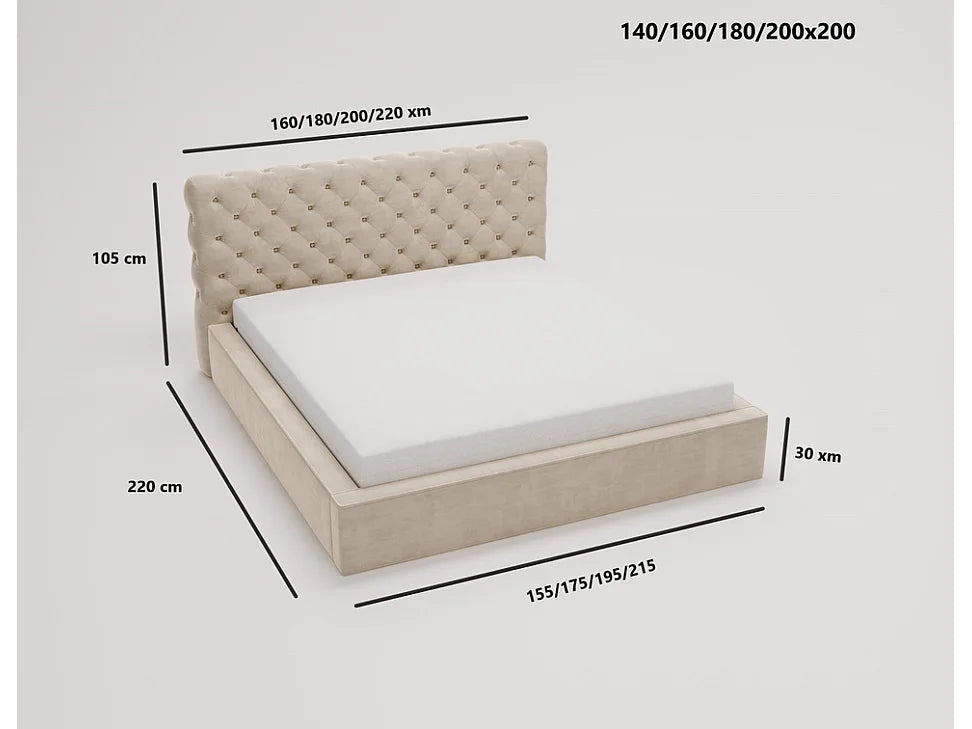 Lit Coffre 200x200 Velours Noir — vue 7