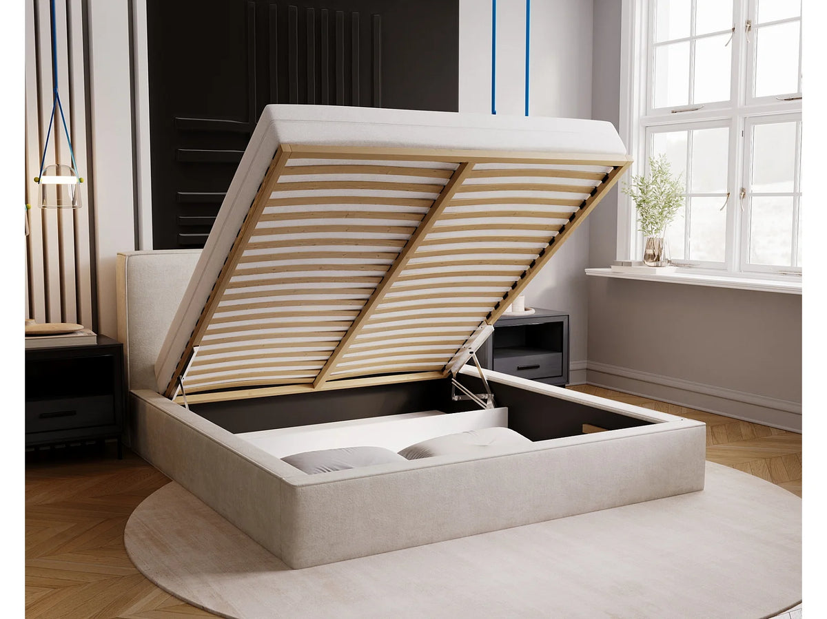 Lit Coffre 140x200 Velours Crème — vue 4