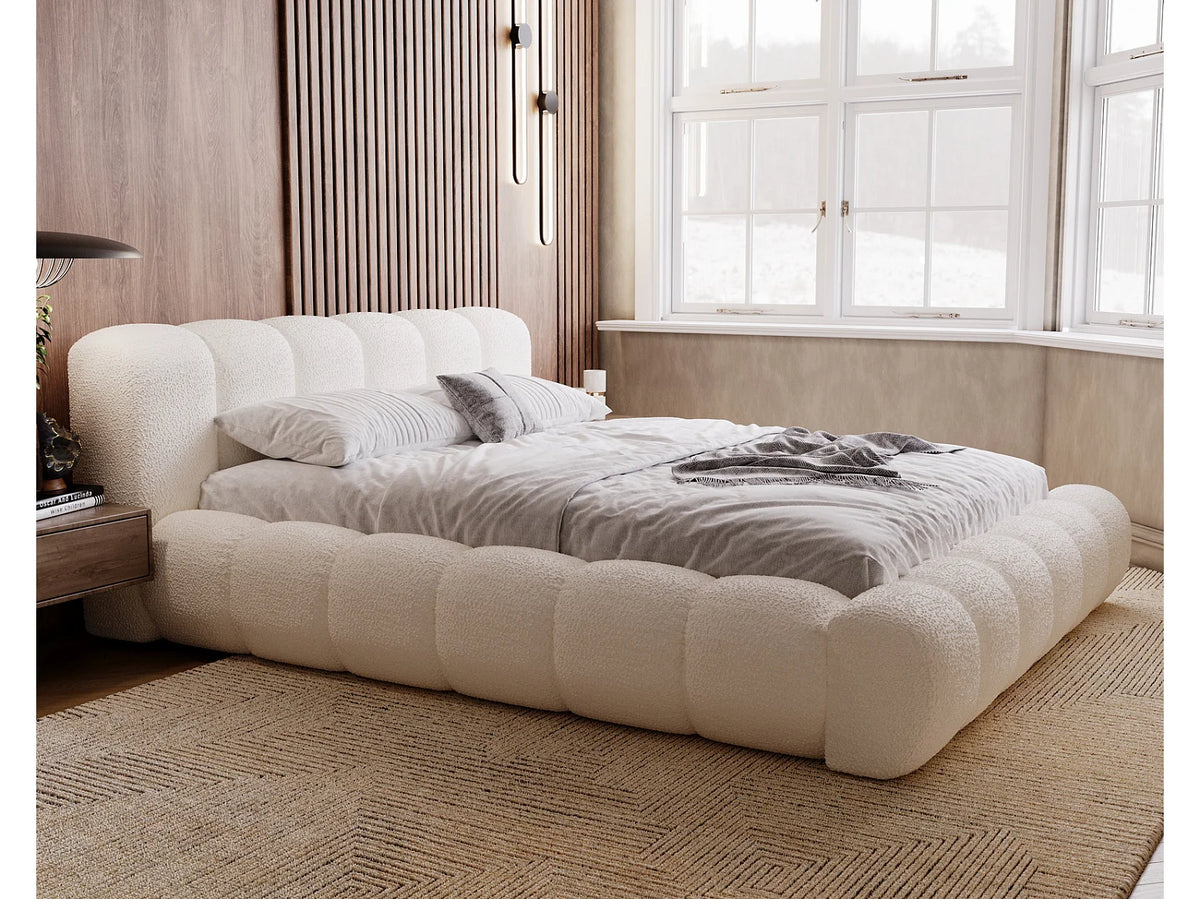 Lit Coffre 160x200 Tissu Bouclette Crème — vue 3