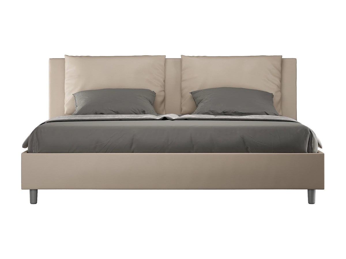 Lit Coffre 200x200 Simili Cuir Taupe Capitonné — vue 4