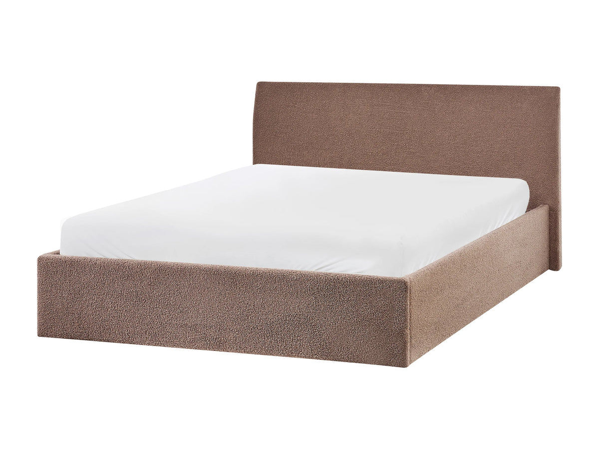 Lit Coffre 140x200 Tissu Bouclette Marron — vue 4