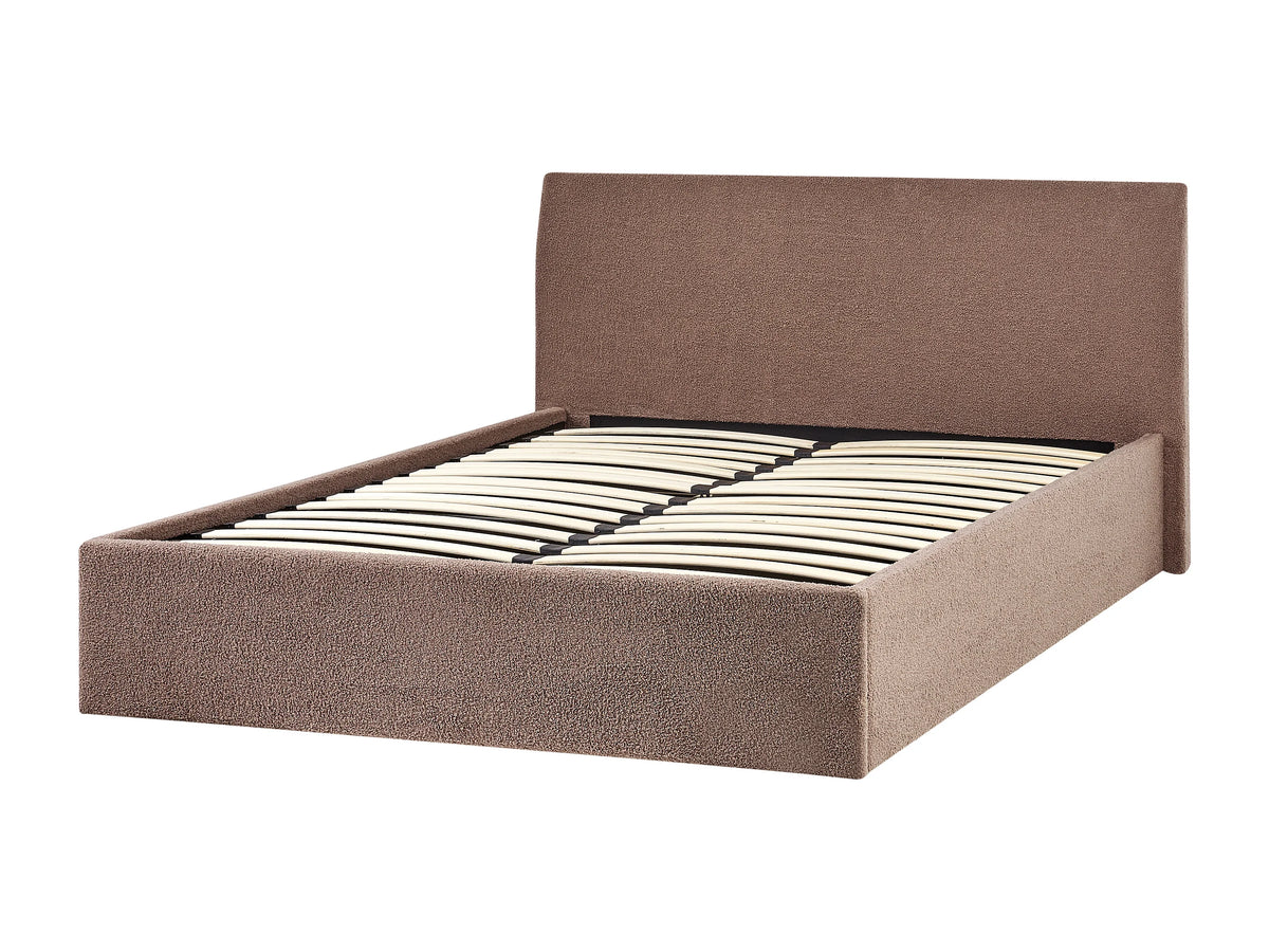 Lit Coffre 140x200 Tissu Bouclette Marron — vue 5