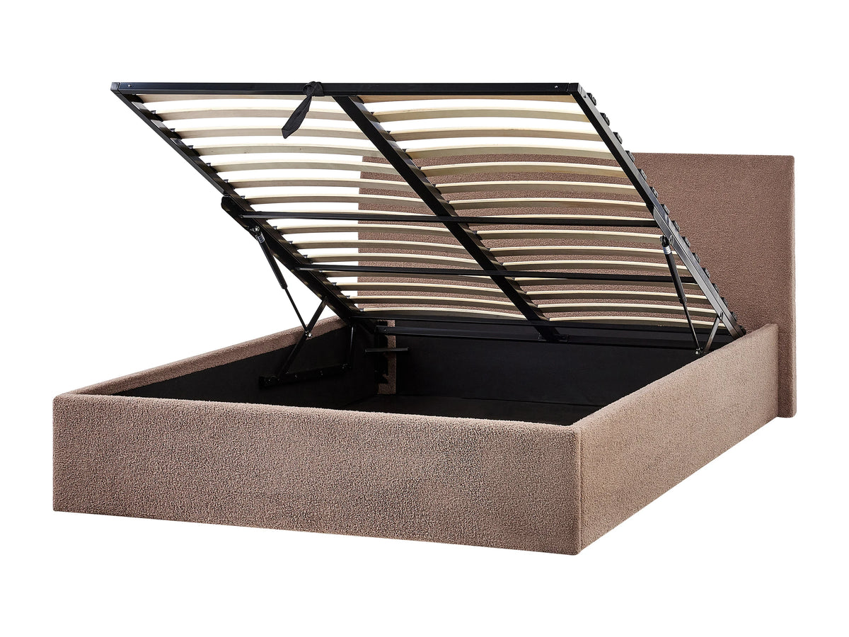 Lit Coffre 140x200 Tissu Bouclette Marron — vue 6
