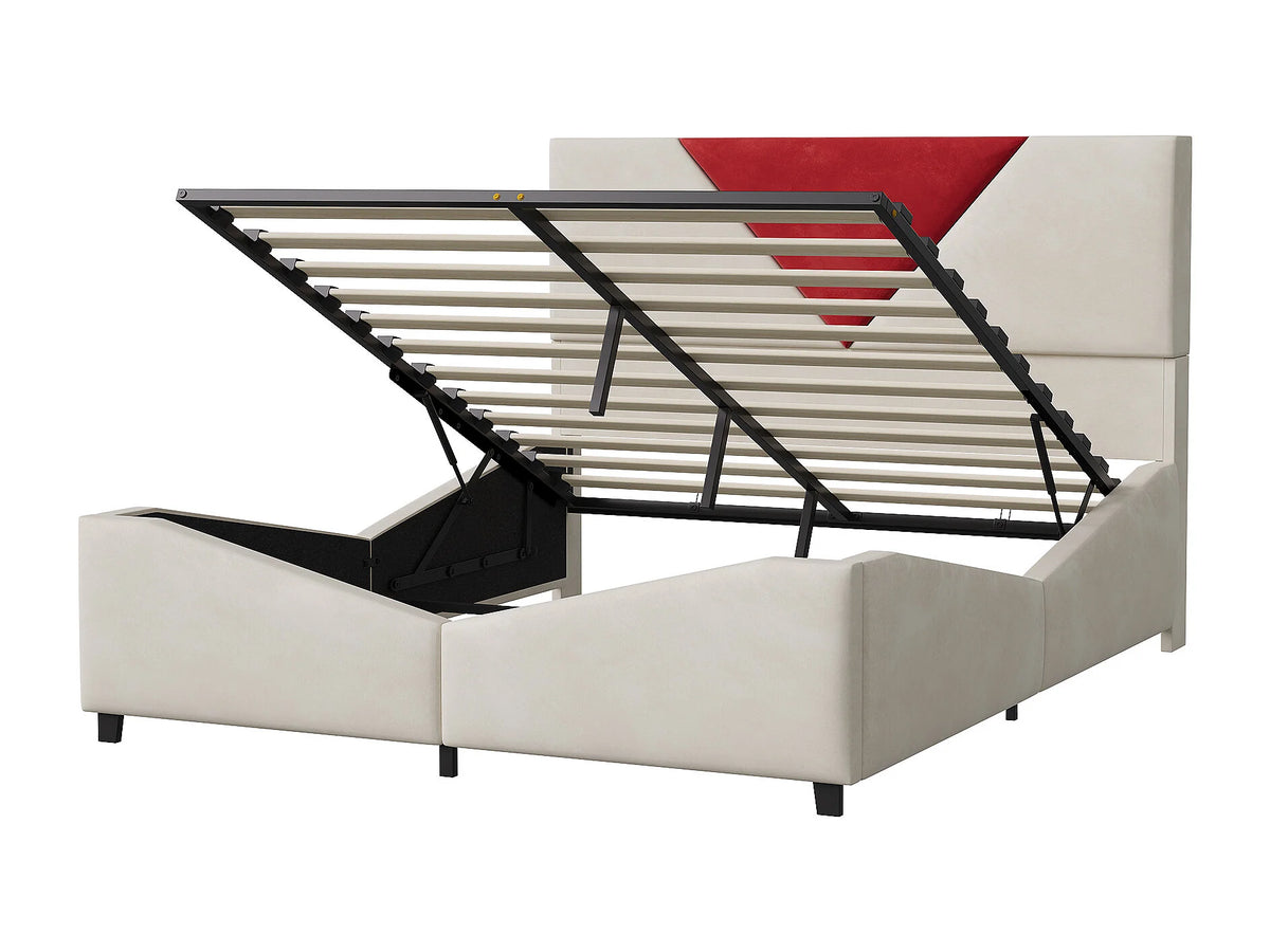 Lit Coffre 140x190 Velours Blanc avec LED — vue 5