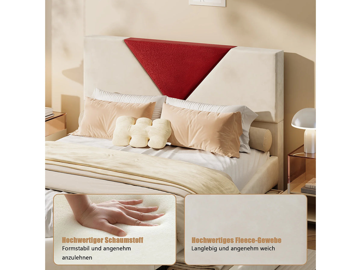 Lit Coffre 140x190 Velours Blanc avec LED — vue 10