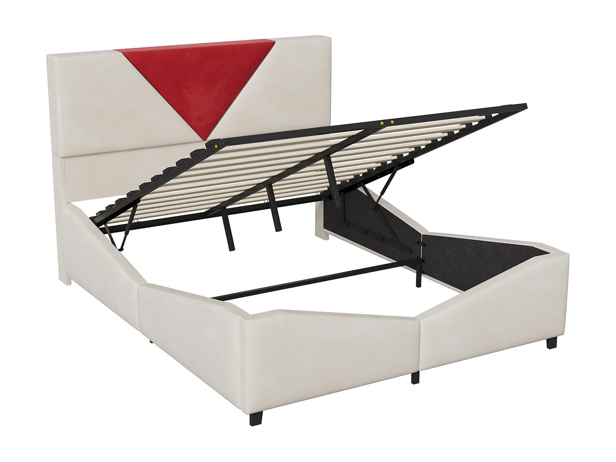 Lit Coffre 140x190 Velours Blanc avec LED — vue 7