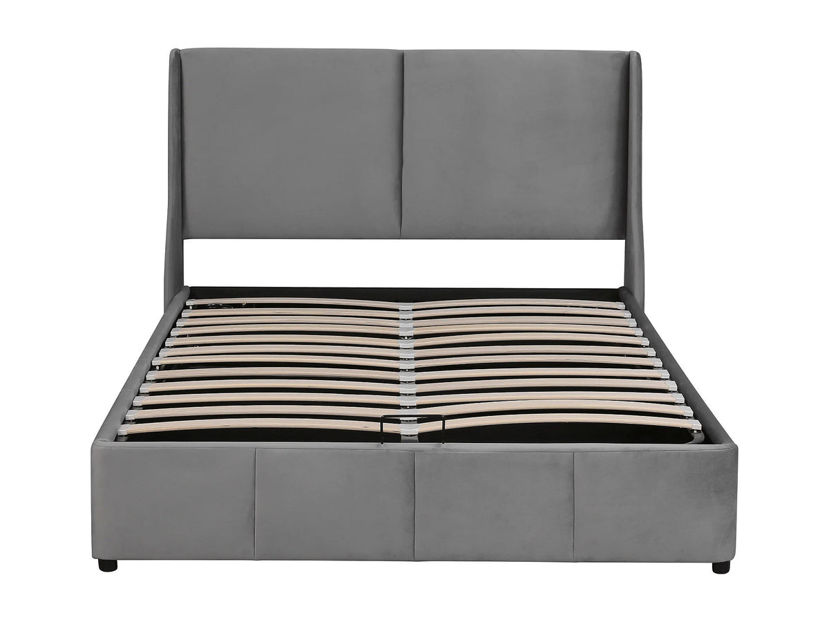Lit Coffre 140x190 Velours Gris — vue 7