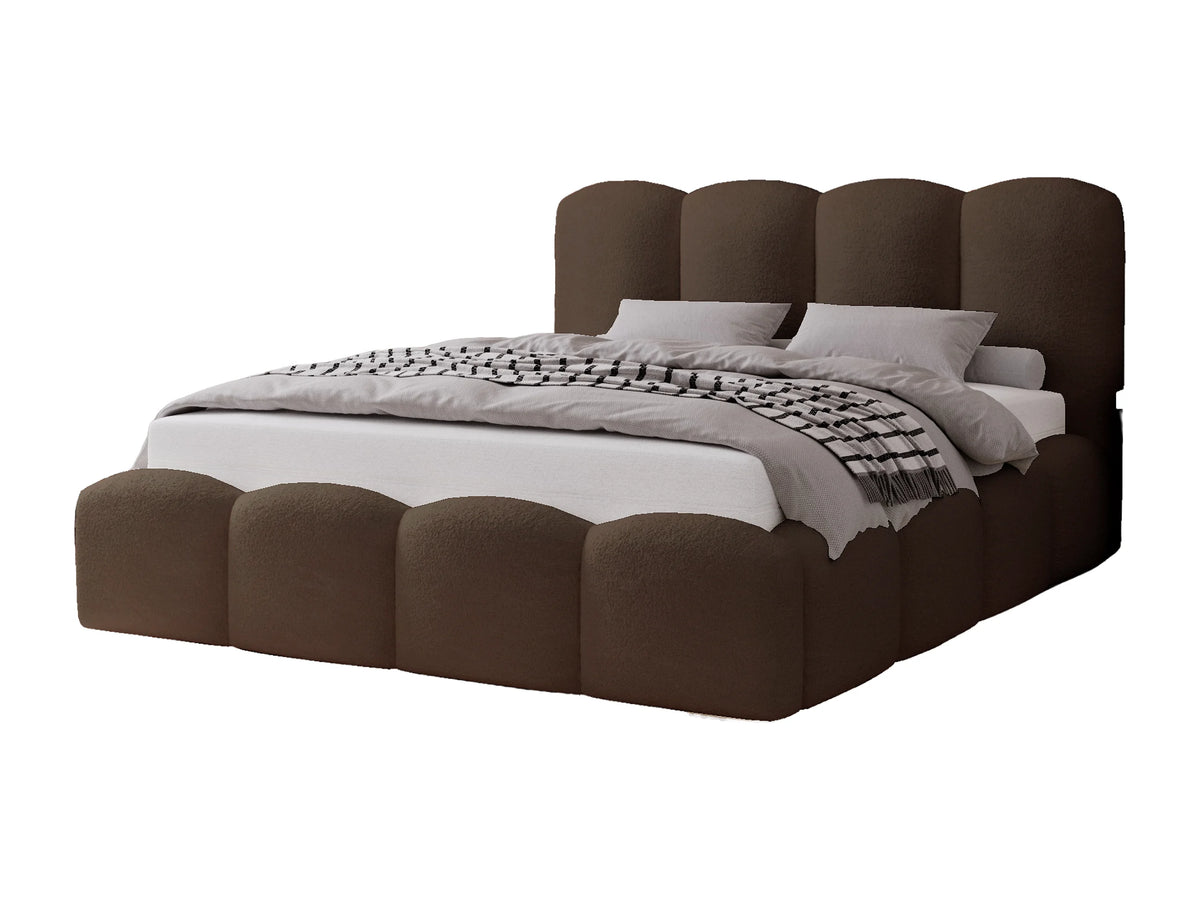 Lit Coffre 200x200 Tissu Bouclette Marron — vue 8