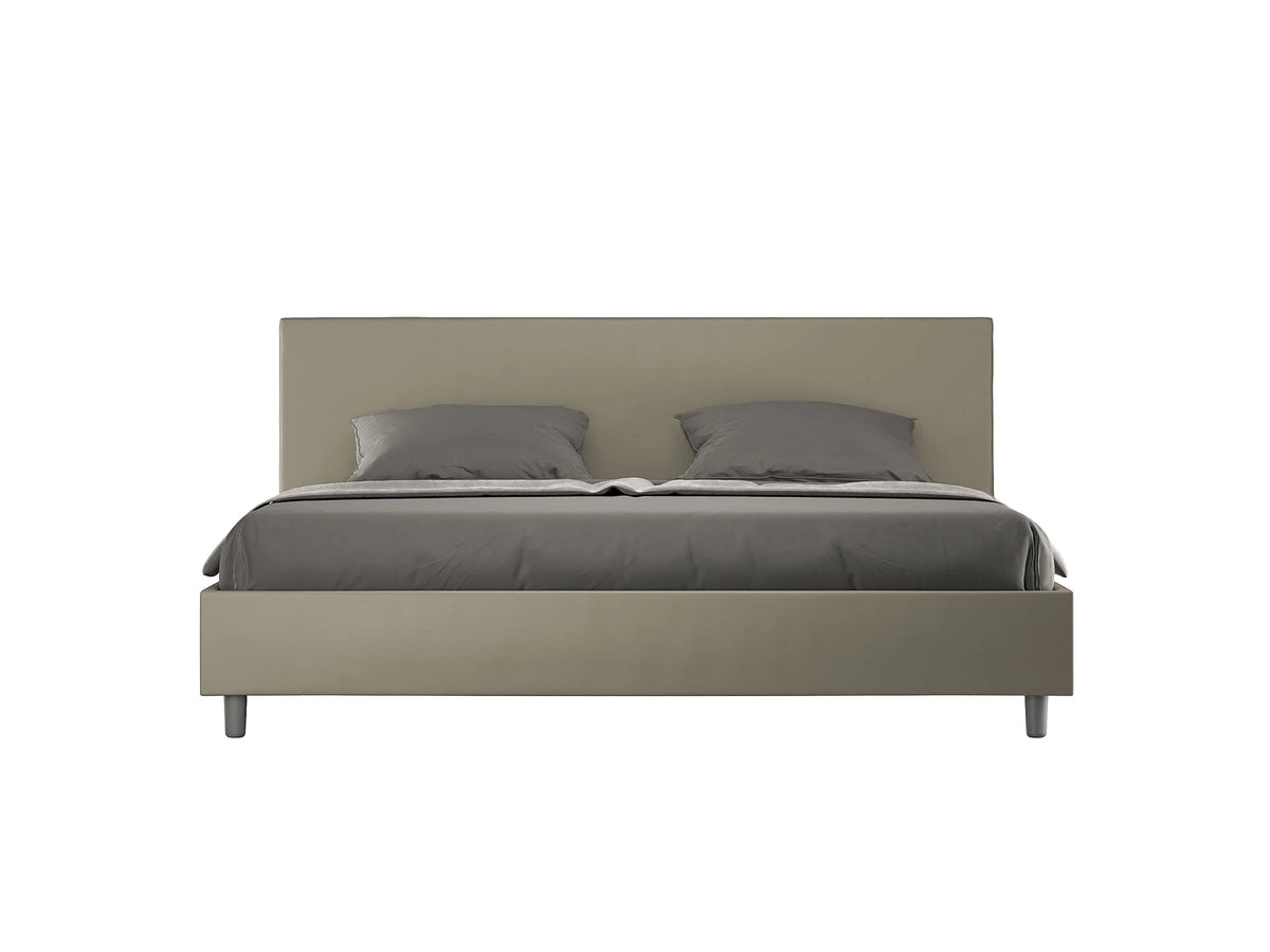 Lit Coffre 200x200 Simili Cuir Marron Capitonné — vue 2